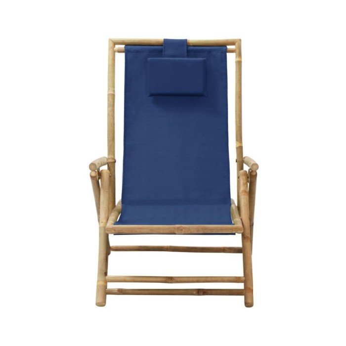 Chaise de relaxation inclinable Bleu marine Bambou et tissu