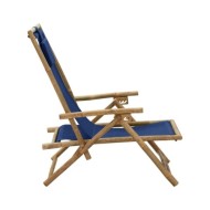 Chaise de relaxation inclinable Bleu marine Bambou et tissu