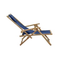 Chaise de relaxation inclinable Bleu marine Bambou et tissu