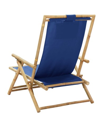 Chaise de relaxation inclinable Bleu marine Bambou et tissu