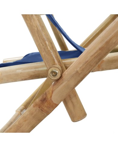 Chaise de relaxation inclinable Bleu marine Bambou et tissu