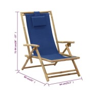 Chaise de relaxation inclinable Bleu marine Bambou et tissu