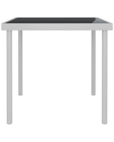 Table à dîner d'extérieur Gris clair 80x80x72 cm Verre et acier