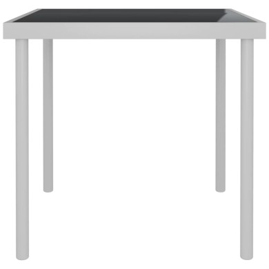 Table à dîner d'extérieur Gris clair 80x80x72 cm Verre et acier