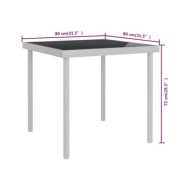Table à dîner d'extérieur Gris clair 80x80x72 cm Verre et acier