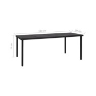 Table de jardin 190x90x74 cm Noir Acier