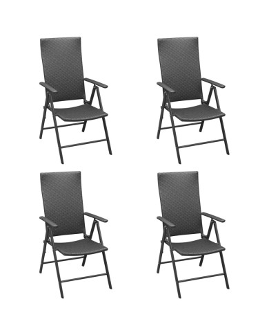 Chaises de jardin 4 pcs Résine tressée Noir