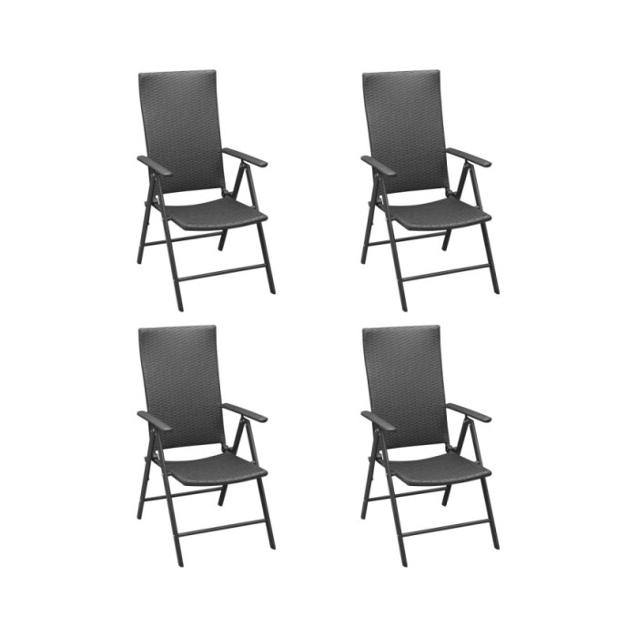 Chaises de jardin 4 pcs Résine tressée Noir