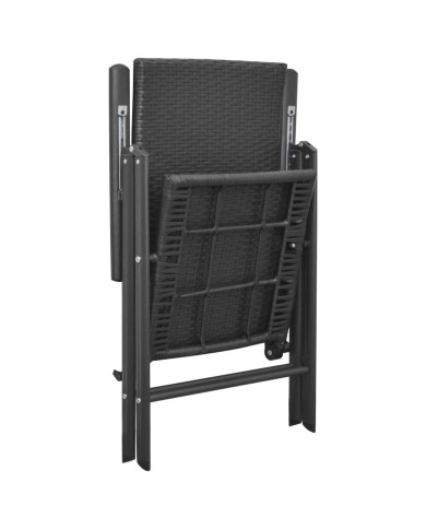 Chaises de jardin 4 pcs Résine tressée Noir