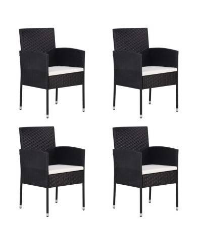 Chaises de jardin 4 pcs Résine tressée Noir