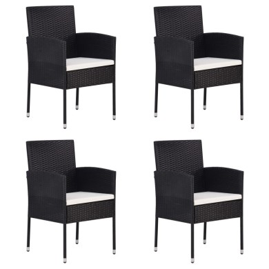 Chaises de jardin 4 pcs Résine tressée Noir