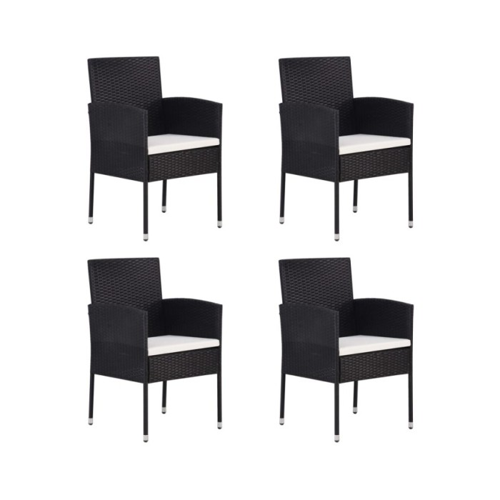 Chaises de jardin 4 pcs Résine tressée Noir