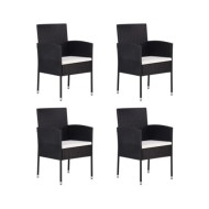 Chaises de jardin 4 pcs Résine tressée Noir