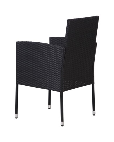 Chaises de jardin 4 pcs Résine tressée Noir