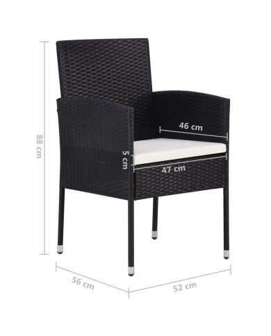 Chaises de jardin 4 pcs Résine tressée Noir