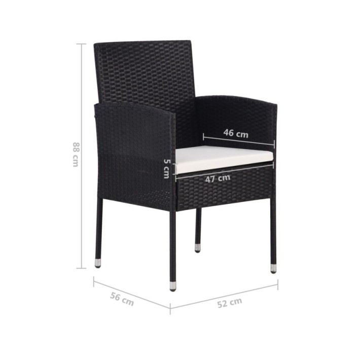 Chaises de jardin 4 pcs Résine tressée Noir