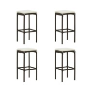 Tabourets de bar avec coussins 4 pcs Marron Résine tressée