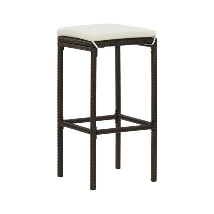 Tabourets de bar avec coussins 4 pcs Marron Résine tressée