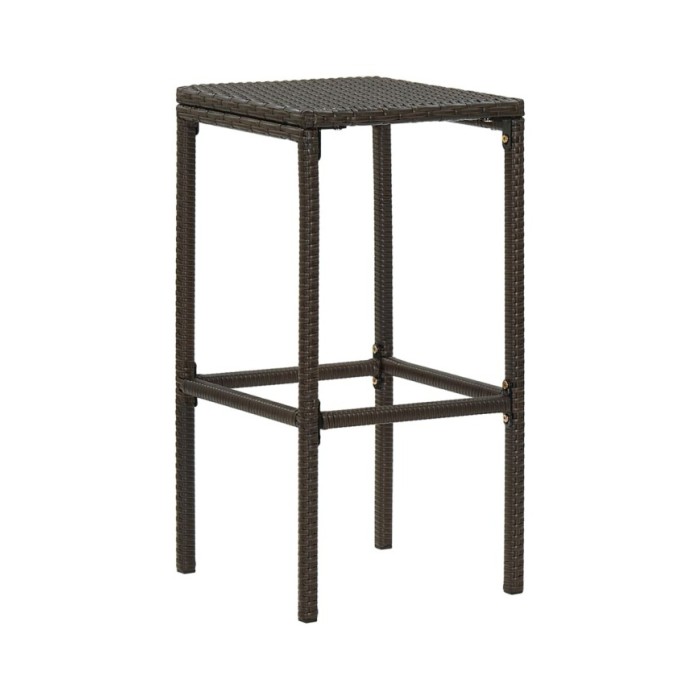 Tabourets de bar avec coussins 4 pcs Marron Résine tressée