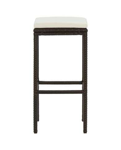 Tabourets de bar avec coussins 4 pcs Marron Résine tressée