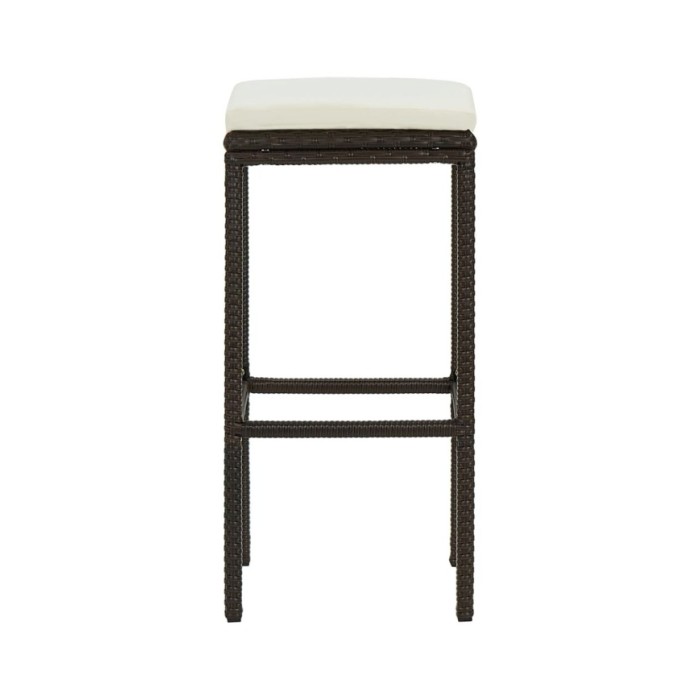 Tabourets de bar avec coussins 4 pcs Marron Résine tressée