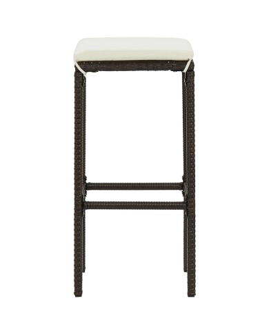 Tabourets de bar avec coussins 4 pcs Marron Résine tressée