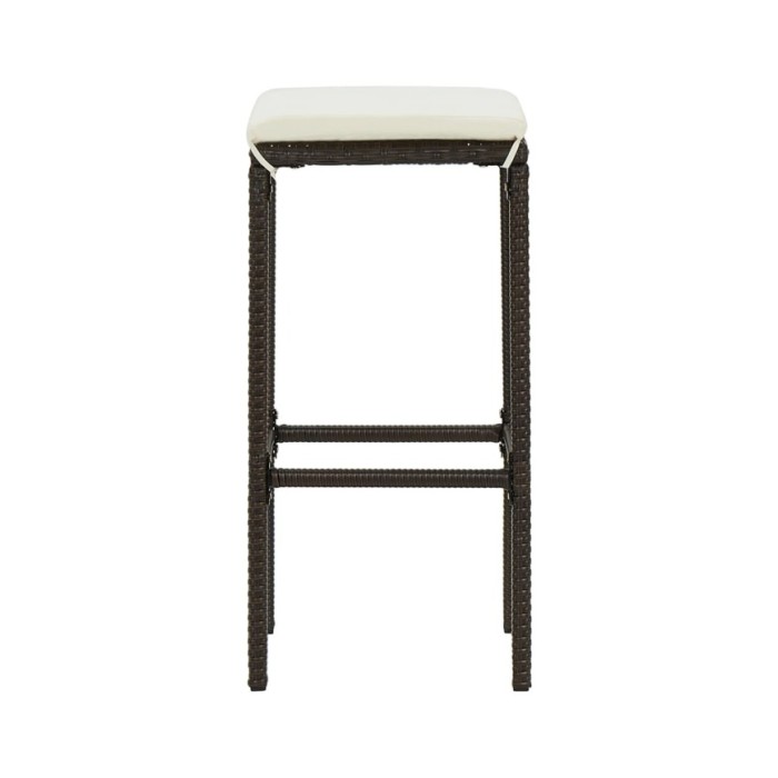 Tabourets de bar avec coussins 4 pcs Marron Résine tressée