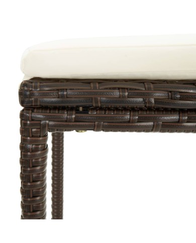 Tabourets de bar avec coussins 4 pcs Marron Résine tressée