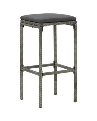 Tabourets de bar avec coussins 6 pcs Gris Résine tressée