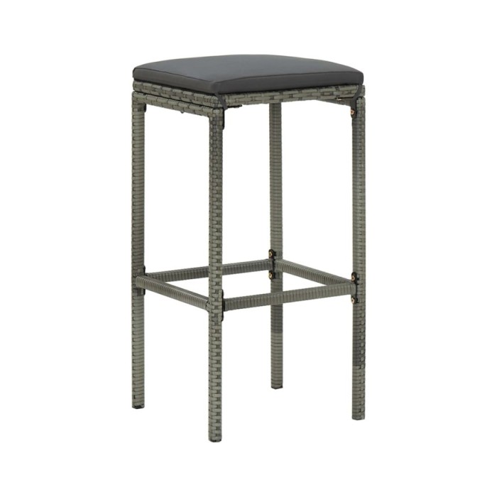 Tabourets de bar avec coussins 6 pcs Gris Résine tressée