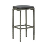 Tabourets de bar avec coussins 6 pcs Gris Résine tressée
