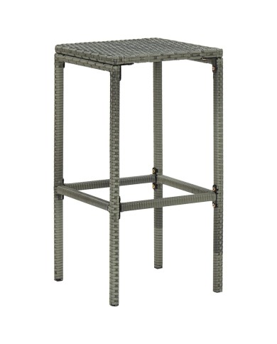Tabourets de bar avec coussins 6 pcs Gris Résine tressée