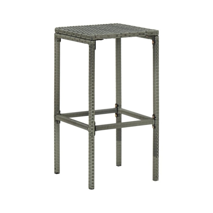 Tabourets de bar avec coussins 6 pcs Gris Résine tressée