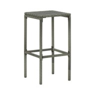 Tabourets de bar avec coussins 6 pcs Gris Résine tressée