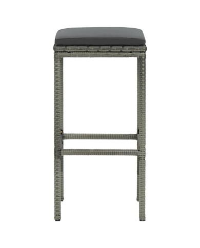 Tabourets de bar avec coussins 6 pcs Gris Résine tressée