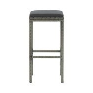 Tabourets de bar avec coussins 6 pcs Gris Résine tressée