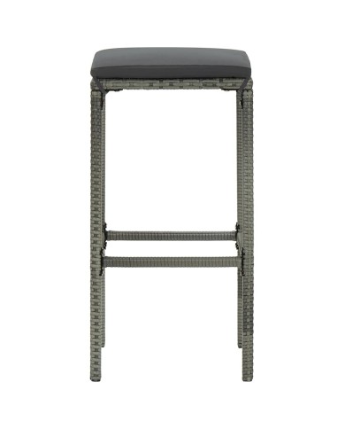 Tabourets de bar avec coussins 6 pcs Gris Résine tressée