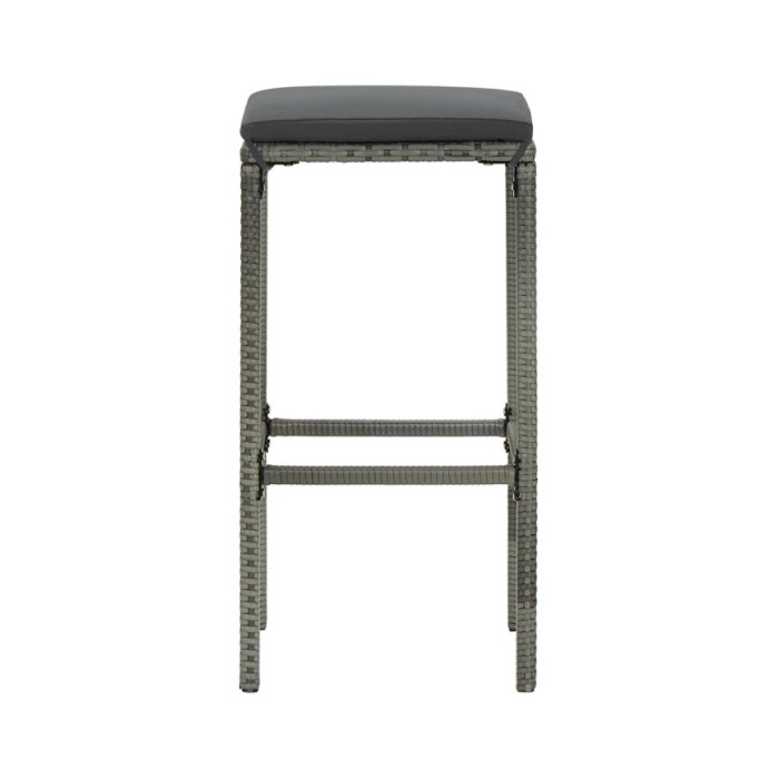 Tabourets de bar avec coussins 6 pcs Gris Résine tressée