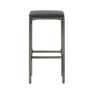 Tabourets de bar avec coussins 6 pcs Gris Résine tressée