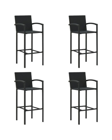 Tabourets de bar 4 pcs Noir Résine tressée