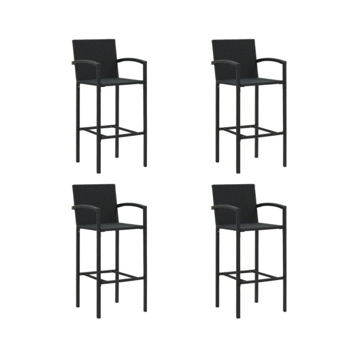 Tabourets de bar 4 pcs Noir Résine tressée