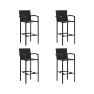 Tabourets de bar 4 pcs Noir Résine tressée