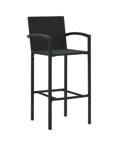 Tabourets de bar 4 pcs Noir Résine tressée