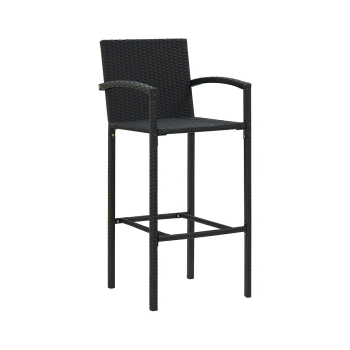 Tabourets de bar 4 pcs Noir Résine tressée