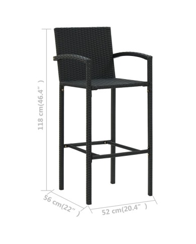 Tabourets de bar 4 pcs Noir Résine tressée