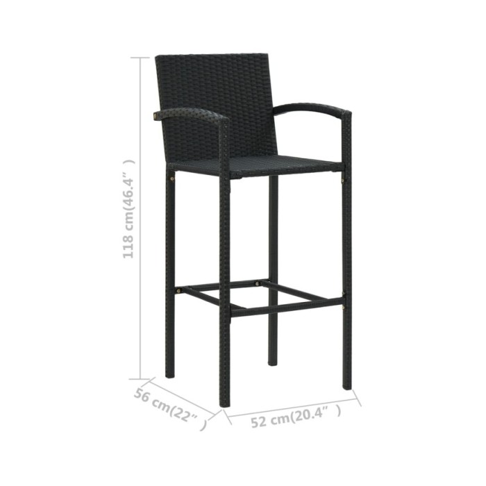 Tabourets de bar 4 pcs Noir Résine tressée