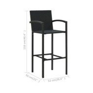 Tabourets de bar 4 pcs Noir Résine tressée