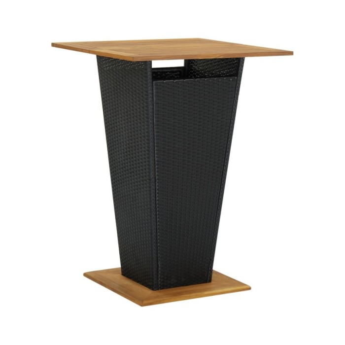Table de bar Noir 80x80x110 cm Résine tressée et bois d'acacia