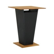 Table de bar Noir 80x80x110 cm Résine tressée et bois d'acacia