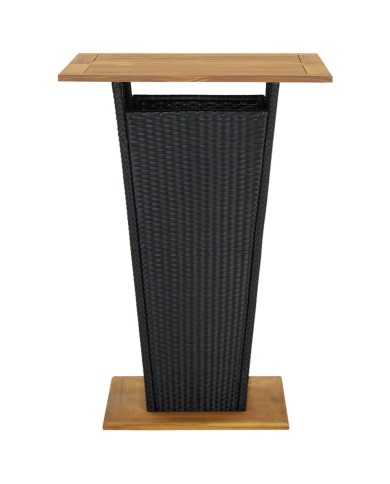 Table de bar Noir 80x80x110 cm Résine tressée et bois d'acacia